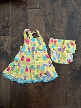 Baby Essentials Yellow Popsicle Print Baby Dress & Bloomers 12 Months